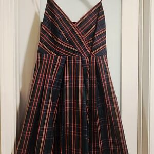 J. Crew Red and Green A-line Cocktail Dress